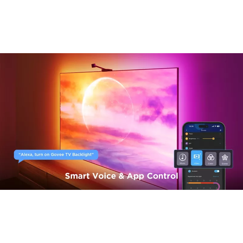 Tira de luz inteligente Govee H6098 — Wi‑Fi/Bluetooth, negra, 2 kWh/1000h, clase energética G