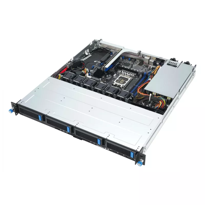 Servidor rack ASUS RS300-E12-RS4, 1U, Intel C262, LGA1700, Xeon E-2400, 4 bahías hot-swap de 3,5 inch, fuente de alimentación 450W, DDR5 UDIMM hasta 128 GB
