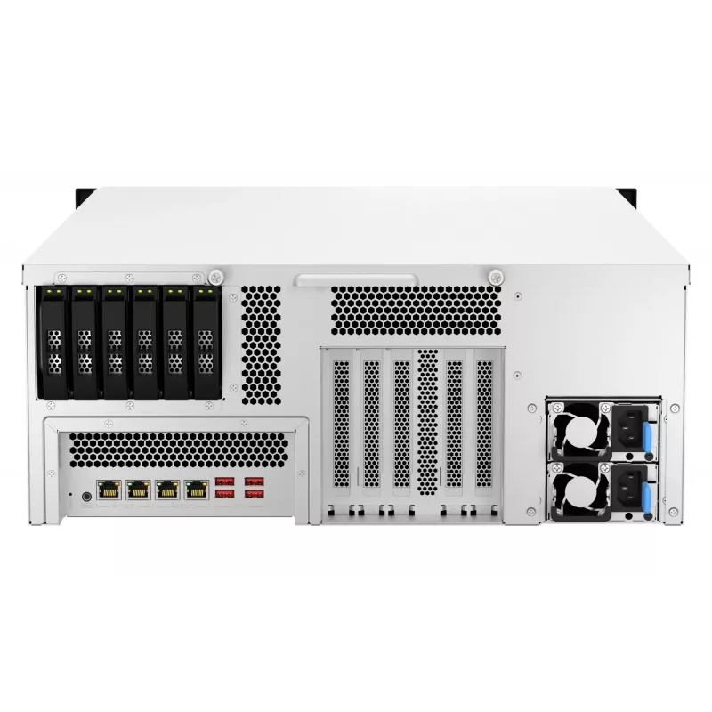 QNAP TS-H3087XU-RP NAS rack (4U) Intel Xeon E E-2378 64 GB DDR4 0 TB QuTS hero Black, blanco