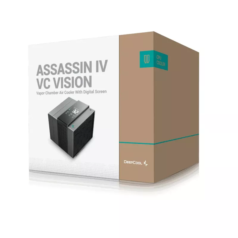 Disipador de aire DeepCool ASSASSIN IV VC VISION — doble ventilador 120/140 mm, 300 W TDP, 7 heatpipes, compatible con LGA115x/LGA1200/LGA1700/LGA20xx, negro