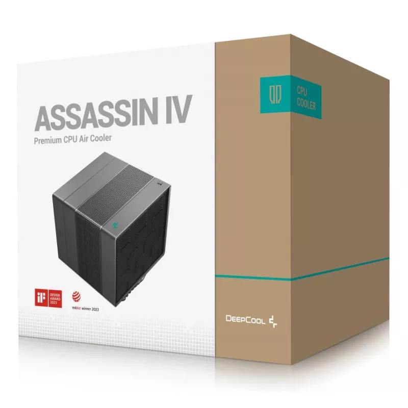 Disipador de aire DeepCool ASSASSIN IV 14 cm negro — presión de aire máx. 2,44 mmH2O, ventilador FDB de 14 cm, 1700 rpm, 79,1 cfm, 7 heatpipes
