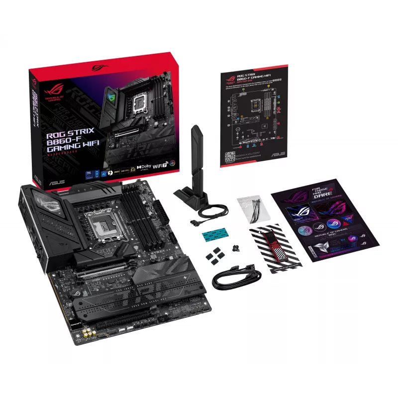 Placa base ASUS ROG STRIX B860-F GAMING WIFI — Intel B860, LGA 1851, ATX, DDR5, 4x DIMM, Wi‑Fi 7, 2.5Gb LAN, 4x M.2