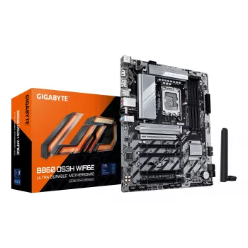 Placa base GIGABYTE B860 DS3H WIFI6E - CPUs Intel Core Ultra Series, VRM de 8+1+2+2 fases, hasta 9066MHz DDR5, 1xPCIe 5.0 + 1xPCIe 4.0 M.2, 2.5GbE LAN, WIFI 6E, USB 3.2 Gen 2x2