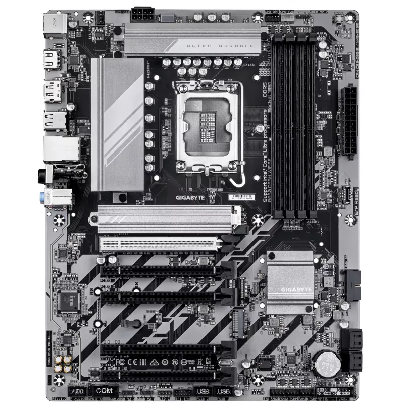 Placa base GIGABYTE B860 DS3H WIFI6E - CPUs Intel Core Ultra Series, VRM de 8+1+2+2 fases, hasta 9066MHz DDR5, 1xPCIe 5.0 + 1xPCIe 4.0 M.2, 2.5GbE LAN, WIFI 6E, USB 3.2 Gen 2x2