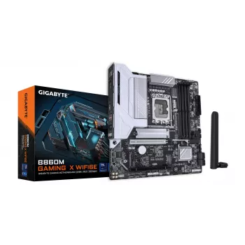 Placa base GIGABYTE B860M GAMING X WIFI6E - CPUs Intel Core Ultra Series, VRM de 8+1+2+2 fases, hasta 9200MHz DDR5, 1xPCIe 5.0 + 1xPCIe 4.0 M.2, 2.5GbE LAN, WIFI 6E, USB 4