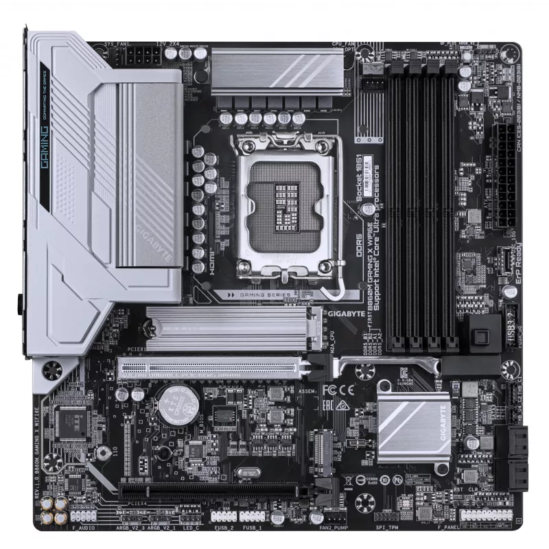 Placa base GIGABYTE B860M GAMING X WIFI6E - CPUs Intel Core Ultra Series, VRM de 8+1+2+2 fases, hasta 9200MHz DDR5, 1xPCIe 5.0 + 1xPCIe 4.0 M.2, 2.5GbE LAN, WIFI 6E, USB 4