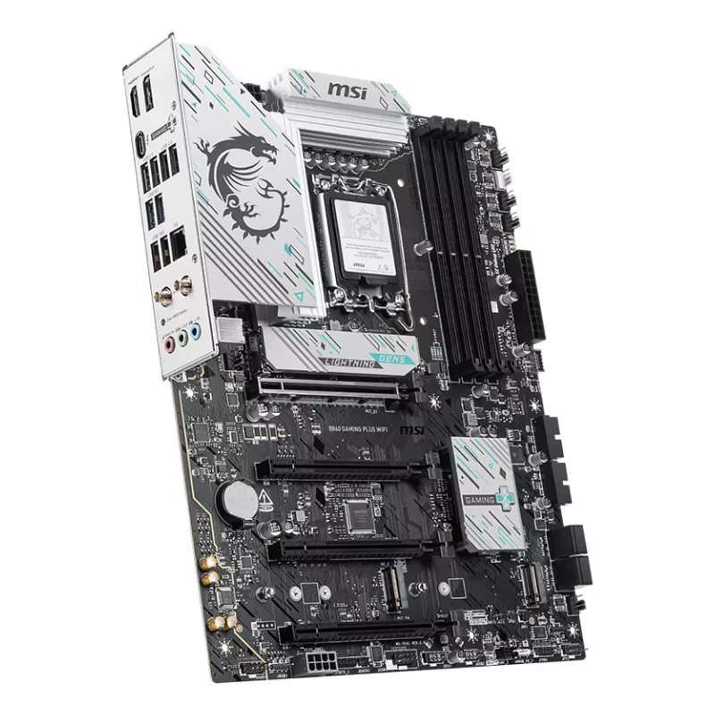 Placa base MSI B860 GAMING PLUS WIFI — Intel B860, LGA 1851, ATX, DDR5, 4x DIMM, 3x M.2, Wi‑Fi 7, 5GbE