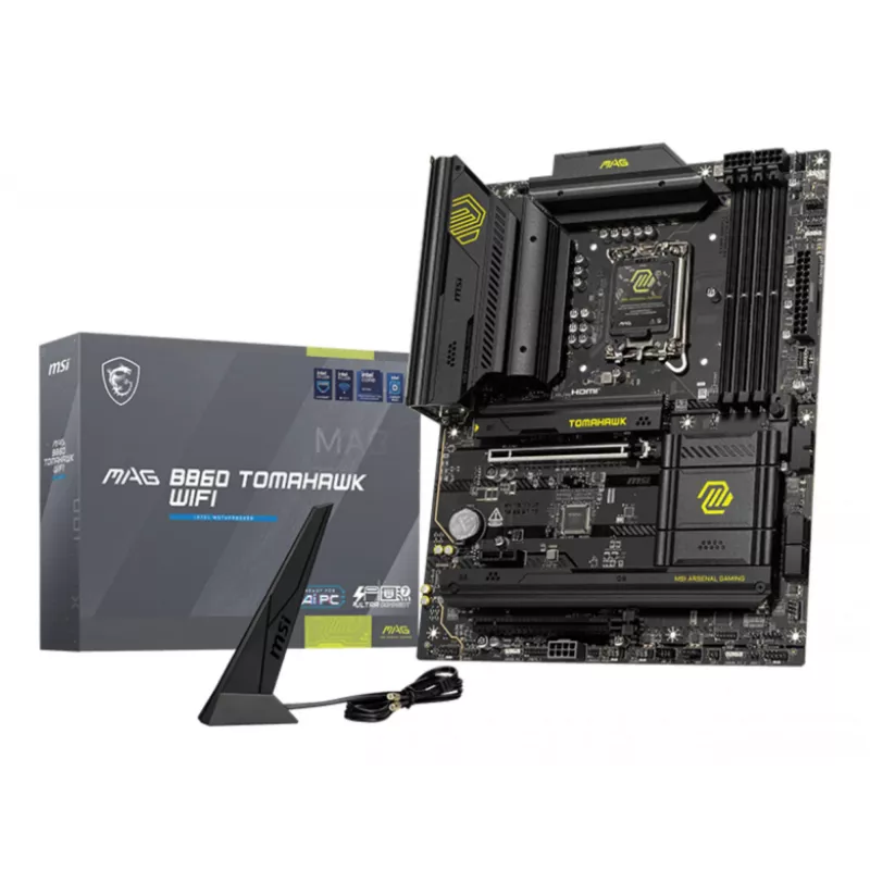 Placa base MSI MAG B860 TOMAHAWK WIFI — Intel B860, LGA 1851, ATX, DDR5, 4x DIMM, 3x M.2, Wi‑Fi 7, 5GbE