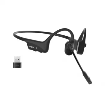 Auriculares Shokz OpenComm2 UC 2025 — auriculares de conducción ósea inalámbricos, 16 h de conversación, USB Type-A/Type-C, ANC, 29 m de alcance, negro