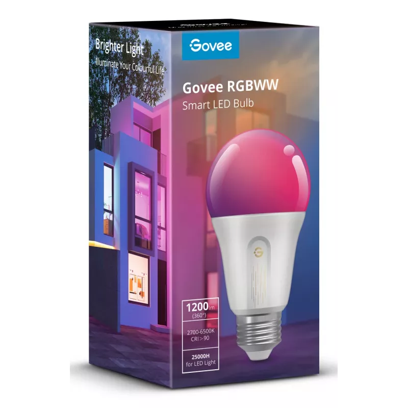 Bombilla inteligente Govee H60093C1, 1200 lm, Wi-Fi y Bluetooth, 12 W, E26, blanca