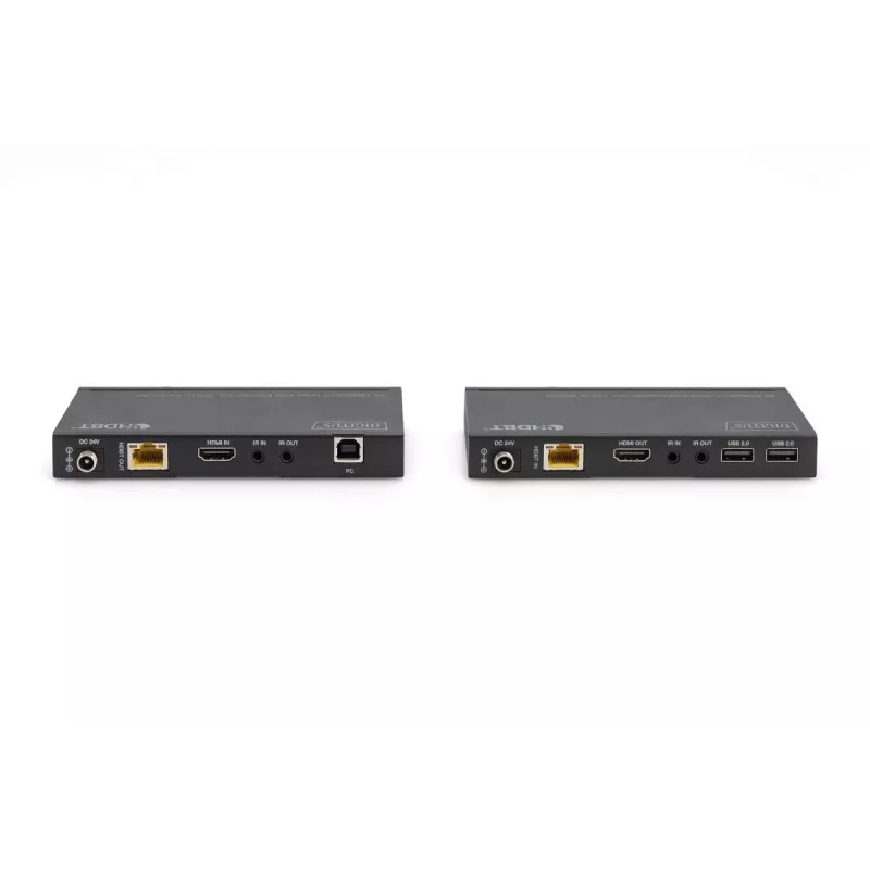 Set extensor KVM HDBaseT DIGITUS. 150m 4K/60Hz. USB 2.0. PoC. IR. Negro