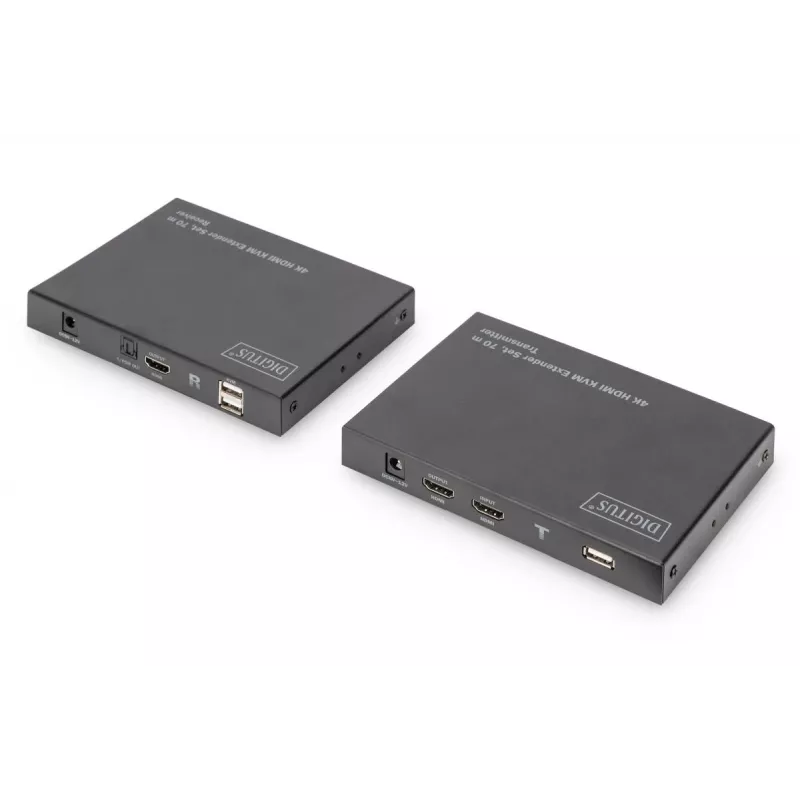 Set extensor KVM HDMI 2.0 DIGITUS – 70 m, USB 1.1, compatibilidad con panel táctil