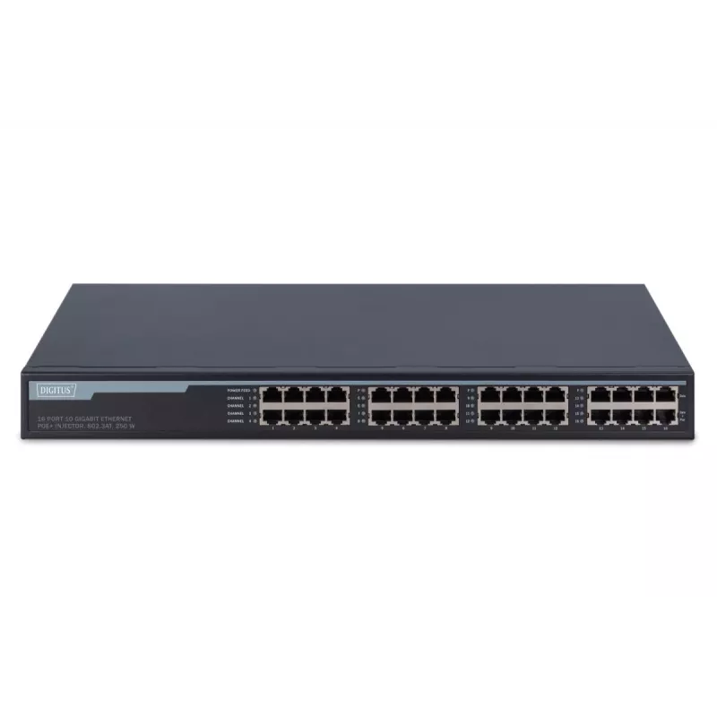 Inyector Gigabit Ethernet PoE+ Digitus DN-95116 16 puertos 250W