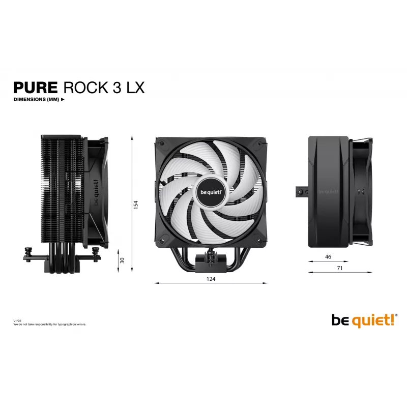 Disipador de CPU be quiet! Pure Rock 3 LX 12 cm negro 1 ud.