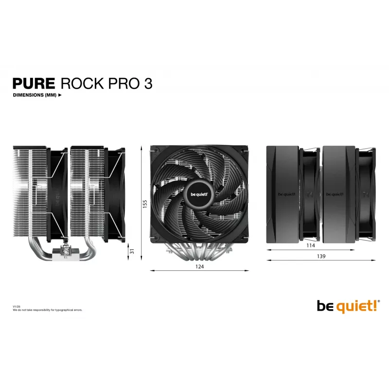 Disipador de CPU be quiet! Pure Rock Pro 3 12 cm plata 1 ud.
