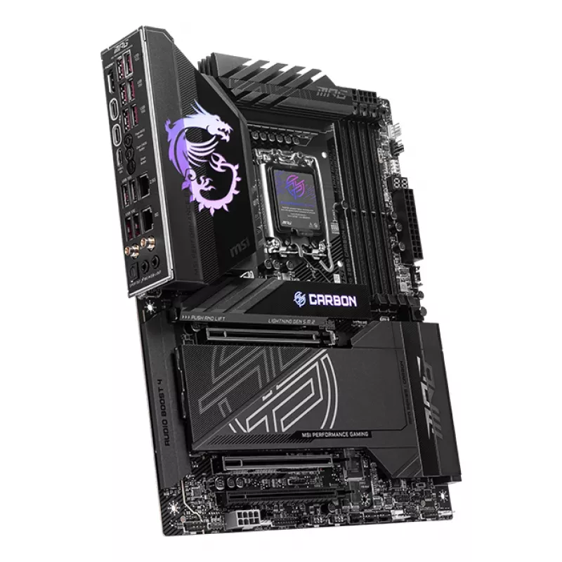 Placa base MSI MPG Z890 CARBON WIFI ATX — Intel LGA1851, Z890, DDR5, 4x DIMM, 5x M.2, Wi‑Fi 7, LAN 2,5Gb