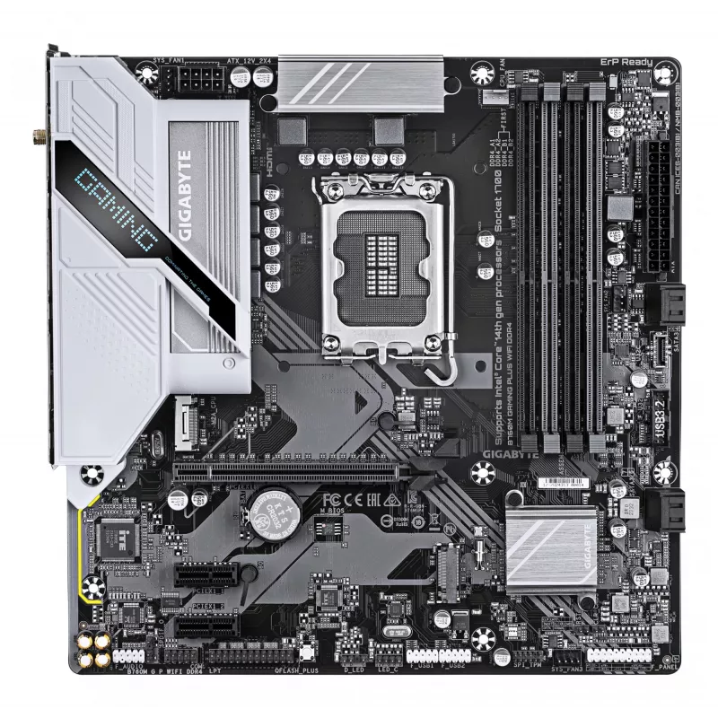Placa base GIGABYTE B760M GAMING PLUS WIFI DDR4 – Compatible con CPUs Intel Core de 14.ª gen., VRM de 4+1+1 fases, hasta 5333 MHz DDR4 (OC), 2x PCIe 4.0 M.2, Wi-Fi 6, LAN 1 GbE, USB 3.2 Gen 1