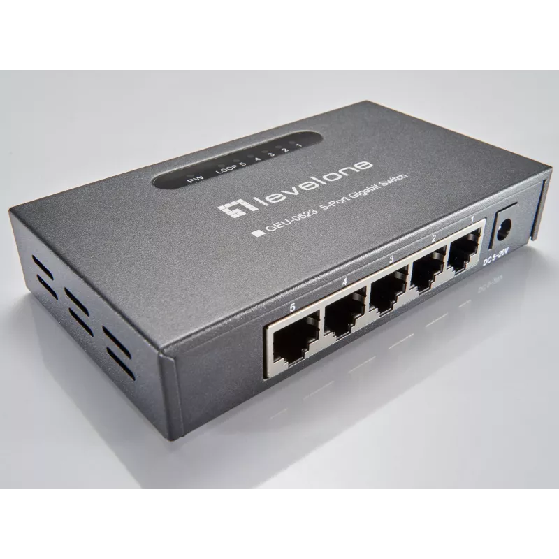 Switch de red LevelOne GEU-0523 No gestionado Gigabit Ethernet (10/100/1000) Negro