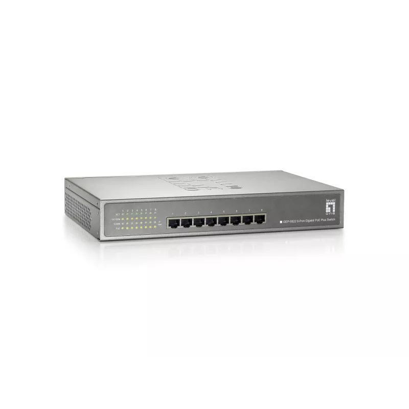 Switch PoE Gigabit LevelOne de 8 puertos, 802.3at/af PoE, 240W