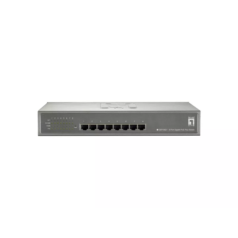 Switch PoE Gigabit LevelOne de 8 puertos, 802.3at/af PoE, 123,2 W