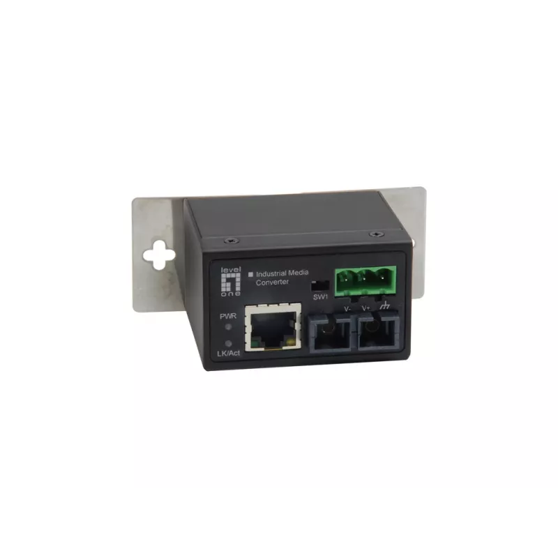 Convertidor de medios industrial LevelOne RJ45 a SC Fast Ethernet, fibra monomodo, 30 km, -40 °C a 75 °C