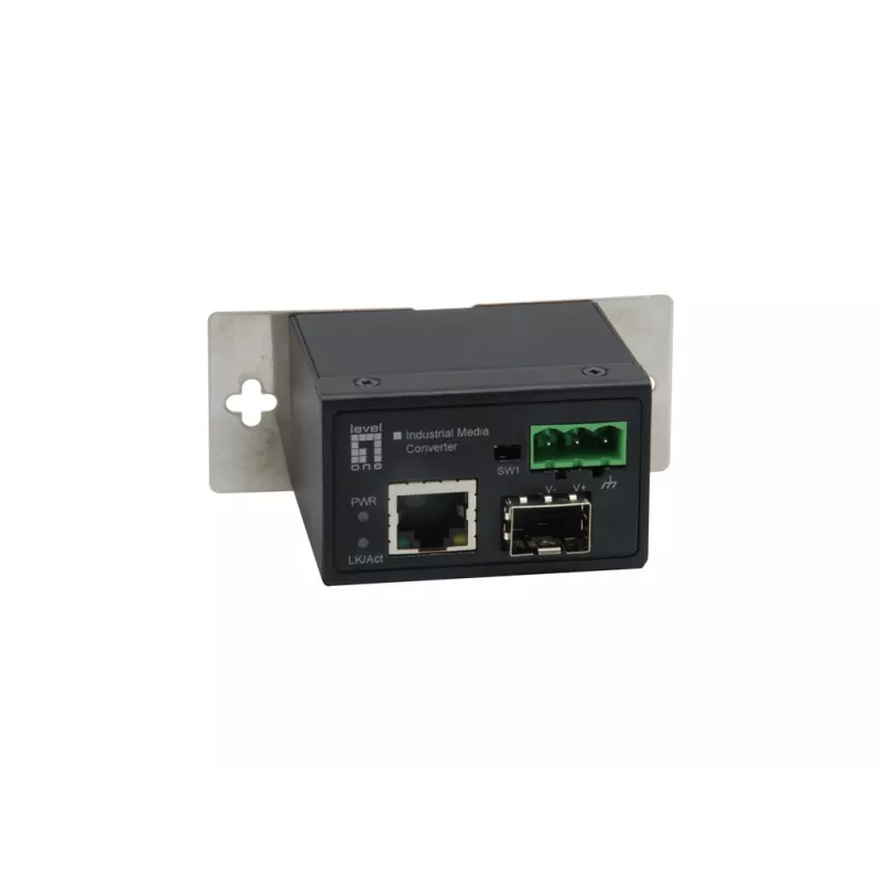 Convertidor de medios industrial LevelOne RJ45 a SFP Fast Ethernet, -40 °C a 75 °C