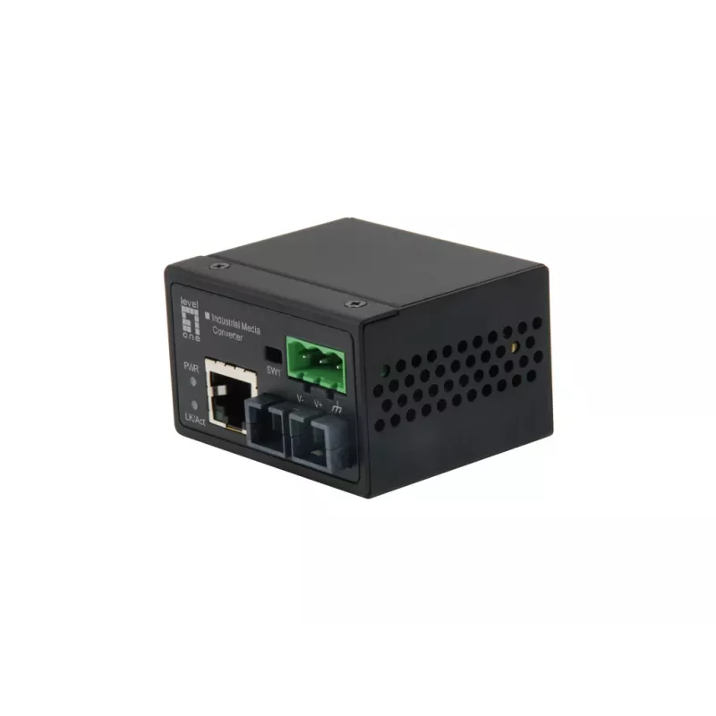 LevelOne IEC-4002 conversor de medios industrial de RJ45 a ST, Fast Ethernet 100 Mbps, fibra multimodo, 1310 nm, 2 km