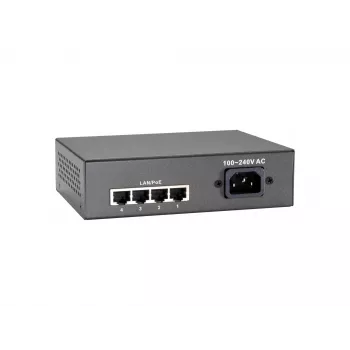 LevelOne Switch Fast Ethernet PoE de 5 puertos, 802.3at/af PoE, 4 salidas PoE, 65W