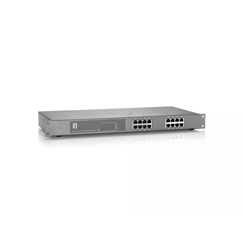 LevelOne Switch Fast Ethernet PoE de 16 puertos, 802.3at/af PoE, 150W