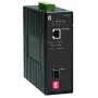 LevelOne IEC-2000 conversor de medios industrial Gigabit de RJ45 a SFP, IP30, 12-48 V DC, aluminio, negro
