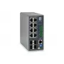 LevelOne IGP-1271 TURING switch industrial gestionado L3 Lite Gigabit PoE+, 12 puertos (8 x PoE+, 4 x SFP), 240 W, carril DIN, DC