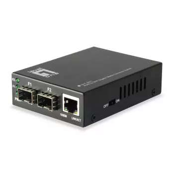 Switch convertidor de medios Gigabit LevelOne RJ45 a SFP, 2 x SFP, 1 x RJ45