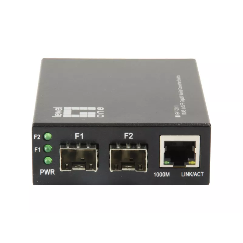 Switch convertidor de medios Gigabit LevelOne RJ45 a SFP, 2 x SFP, 1 x RJ45