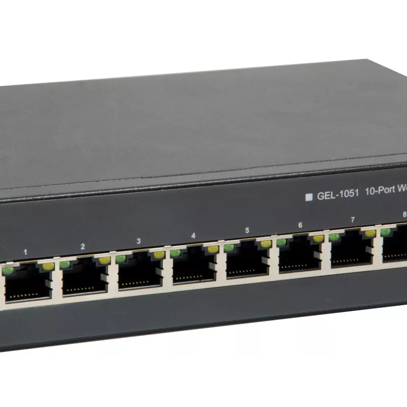 LevelOne Switch PoE Gigabit Web Smart de 10 puertos, 8 salidas PoE, 2 x Gigabit SFP, 70W