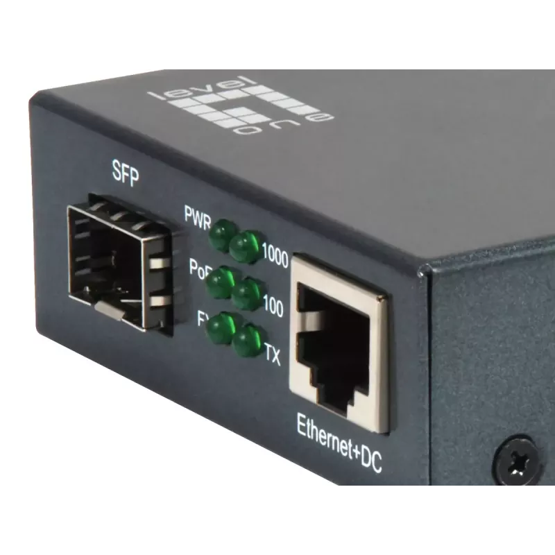 LevelOne Convertidor de medios Gigabit RJ45 a SFP, PoE PSE