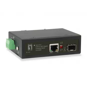 LevelOne Convertidor de medios industrial Gigabit RJ45 a SFP, 1 salida PoE