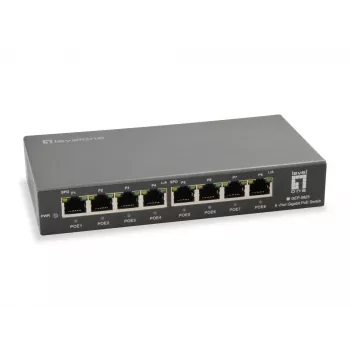 LevelOne Switch PoE Gigabit de 8 puertos, 802.3at/af PoE, 120W