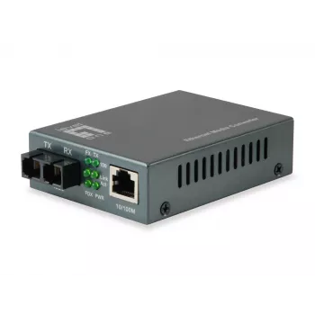 LevelOne Convertidor de medios Fast Ethernet RJ45 a SC, fibra monomodo, 1310nm, 20km