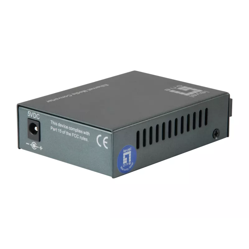 LevelOne Convertidor de medios Fast Ethernet RJ45 a SC, fibra monomodo, 1310nm, 20km