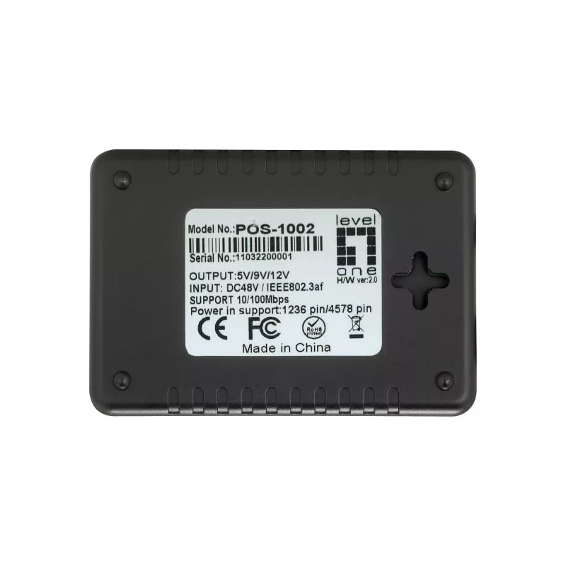 LevelOne Splitter PoE Fast Ethernet, 802.3af PoE, salida 5-12V DC