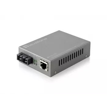 LevelOne Convertidor de medios Fast Ethernet gestionable RJ45 a SC, fibra monomodo, 20 km