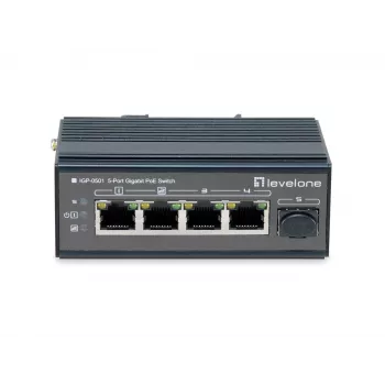 LevelOne Switch industrial Gigabit de 5 puertos, carril DIN, -30 °C a 65 °C
