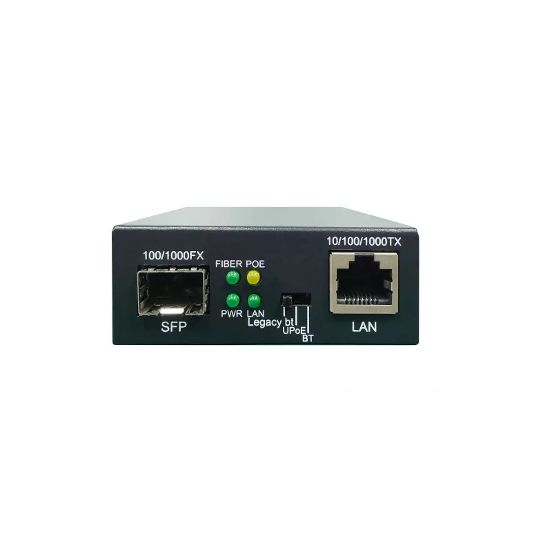 LevelOne Convertidor de medios Gigabit RJ45 a SFP, 802.3bt 60W PoE PSE