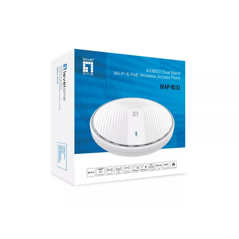 Punto de acceso inalámbrico LevelOne AX1800 Dual Band Wi-Fi6 2.4GHz 5GHz