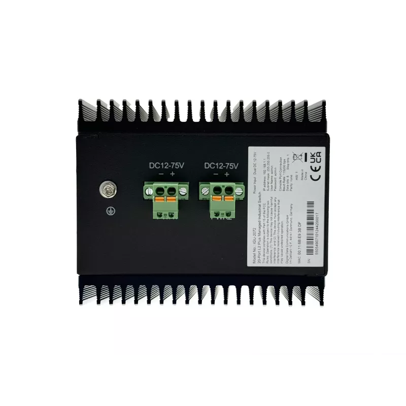 LevelOne Switch industrial gestionado L2 Plus de 20 puertos, 8 x 1GbE RJ45, 8 x 1GbE SFP, 4 x 1/2.5GbE SFP, carril DIN, -40°C a 80°C