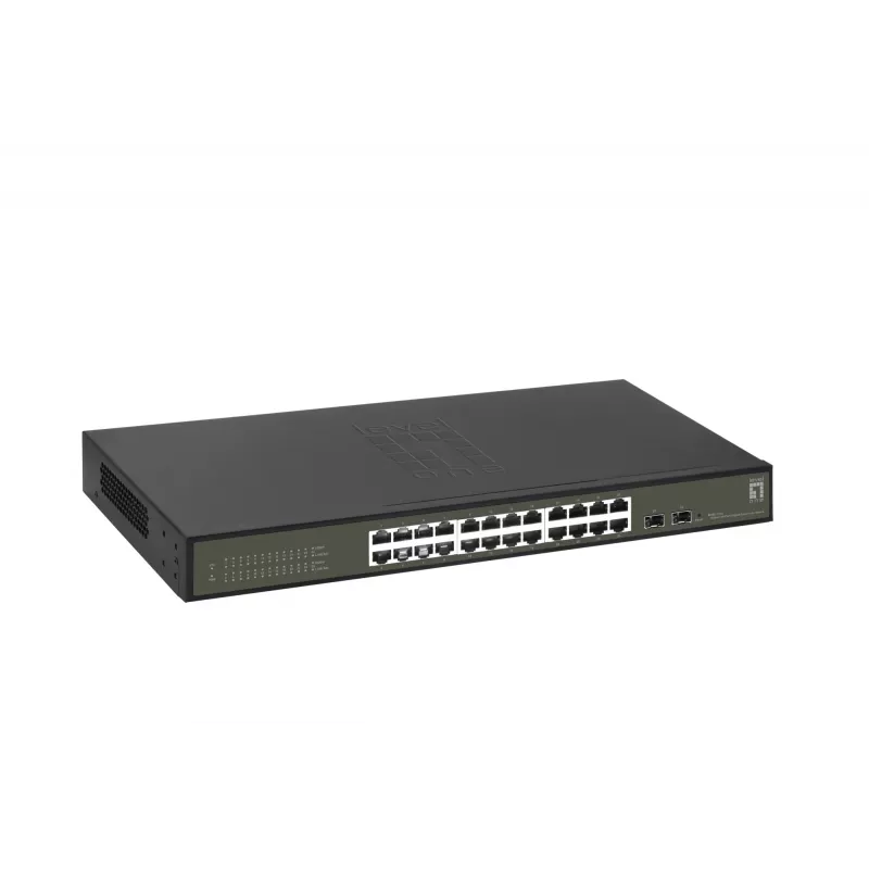 LevelOne Hilbert Switch Gigabit Smart Lite de 26 puertos, 24 x Gigabit RJ45, 2 x Gigabit SFP