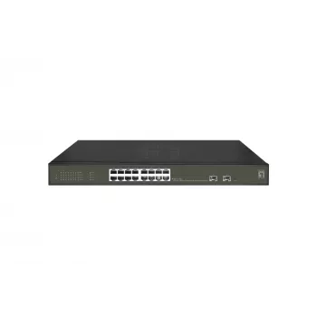 LevelOne Hilbert 18-Port Gigabit PoE Smart Lite Switch, 16 salidas PoE, 2 x Gigabit SFP, 802.3at/af PoE, 230 W de presupuesto PoE