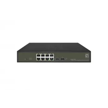LevelOne Hilbert 10-Port Gigabit PoE Smart Lite Switch, 8 salidas PoE, 2 x Gigabit SFP, 802.3at/af PoE, 130W de presupuesto de potencia PoE