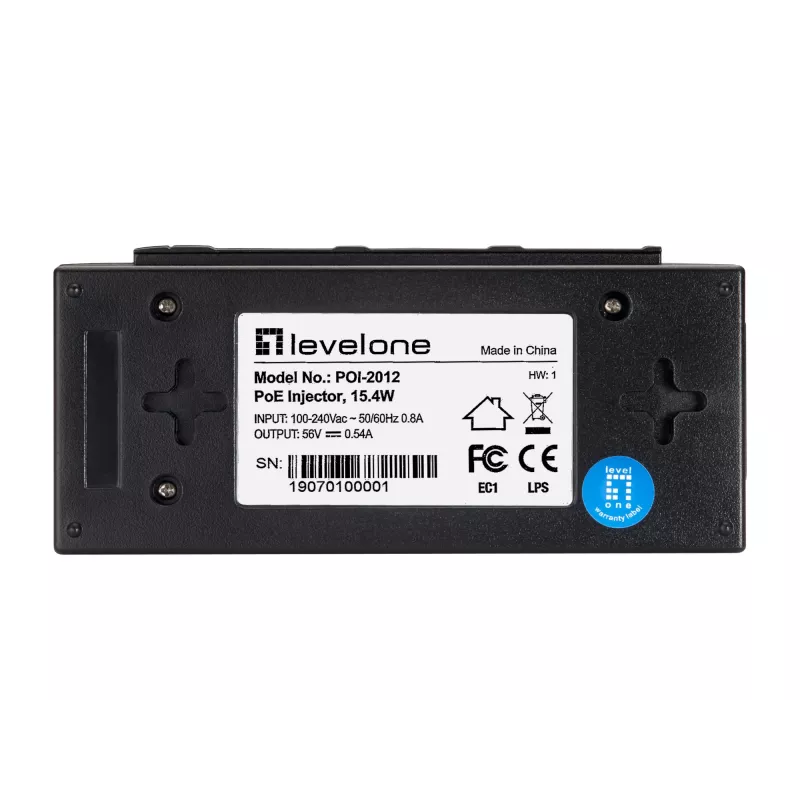 LevelOne POI-2012 Adaptador PoE Fast Ethernet 52 V
