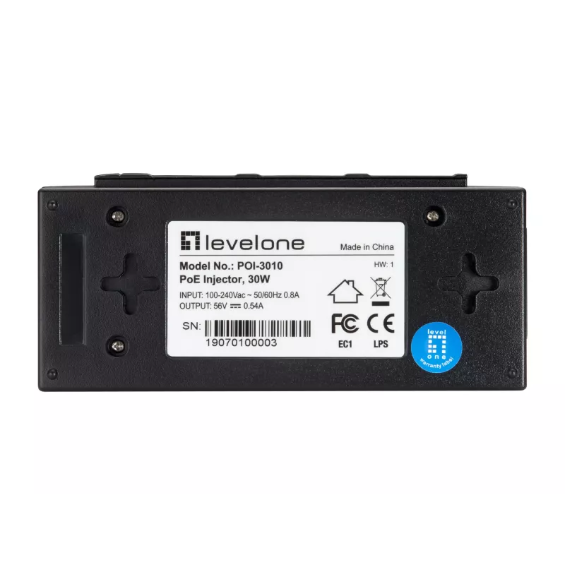 LevelOne POI-3010 Adaptador PoE Fast Ethernet, Gigabit Ethernet 52 V